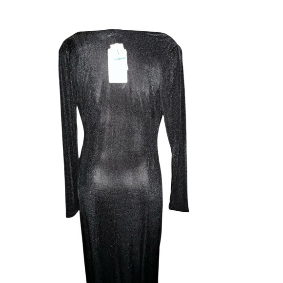 Band of the Free NWT Annabelle Black Cowl Neck ShimmMidi Dress Sz Large Black - Picture 5 of 14